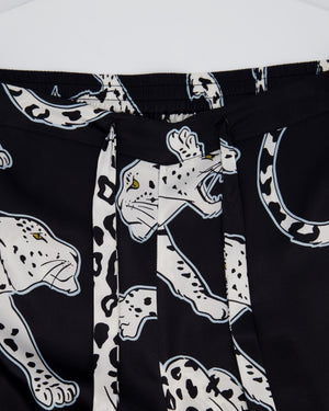 Olivia Von Halle Black & White Leopard Pattern Two-Piece Shirt and Trouser Set Size M (UK 10)