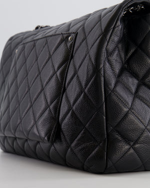 Chanel Black XL Travel Flap Bag in Caviar Leather with Ruthenium Hardware