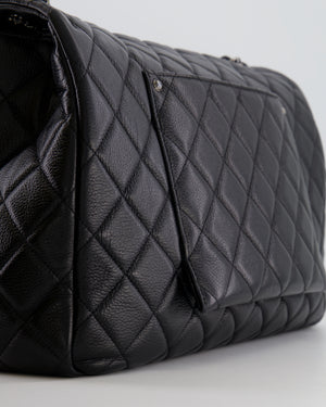 Chanel Black XL Travel Flap Bag in Caviar Leather with Ruthenium Hardware