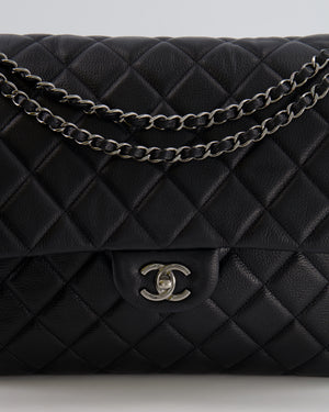 Chanel Black XL Travel Flap Bag in Caviar Leather with Ruthenium Hardware