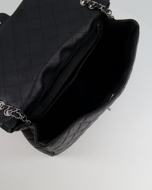 Chanel Black XL Travel Flap Bag in Caviar Leather with Ruthenium Hardware