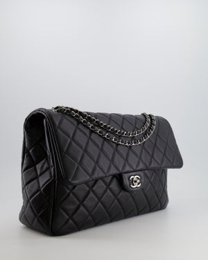 Chanel Black XL Travel Flap Bag in Caviar Leather with Ruthenium Hardware