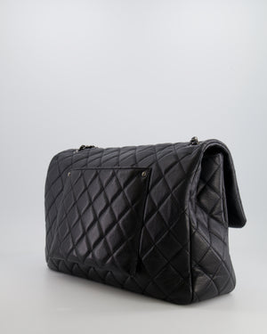 Chanel Black XL Travel Flap Bag in Caviar Leather with Ruthenium Hardware