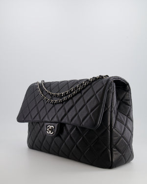 Chanel Black XL Travel Flap Bag in Caviar Leather with Ruthenium Hardware