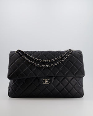 Chanel Black XL Travel Flap Bag in Caviar Leather with Ruthenium Hardware
