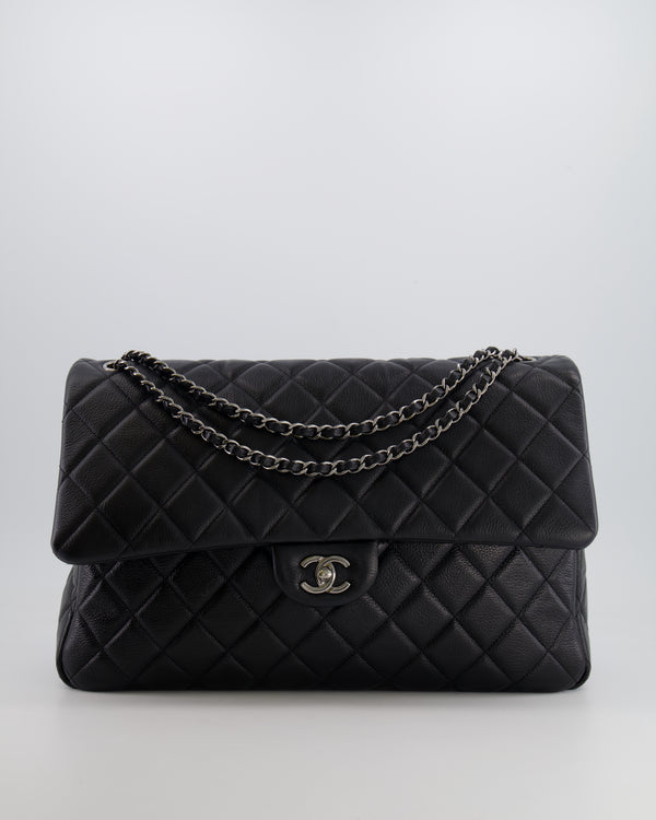 Chanel Black XL Travel Flap Bag in Caviar Leather with Ruthenium Hardware