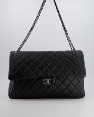 Chanel Black XL Travel Flap Bag in Caviar Leather with Ruthenium Hardware