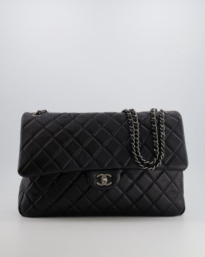 Chanel Black XL Travel Flap Bag in Caviar Leather with Ruthenium Hardware