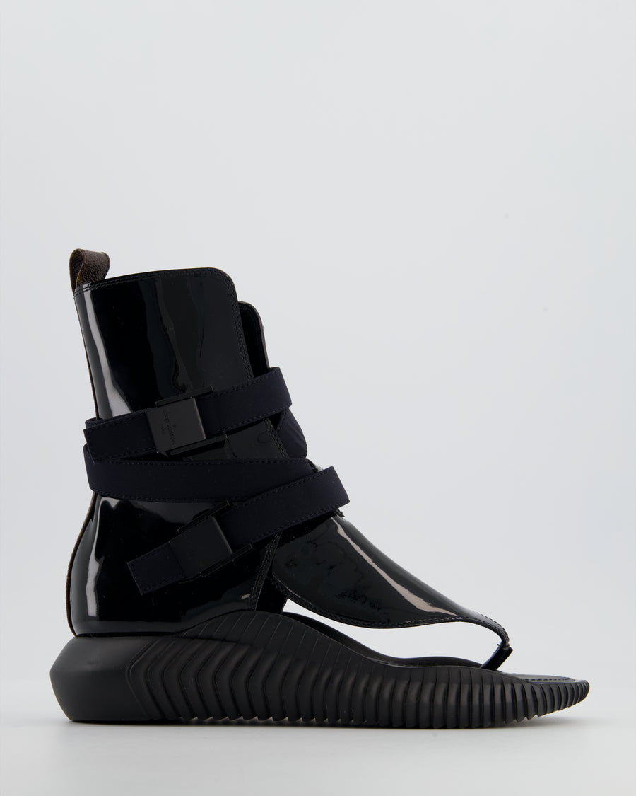 Louis Vuitton Black Patent Leather Bahia Brazil Gladiator Sandals with Monogram Detail Size EU 36.5
