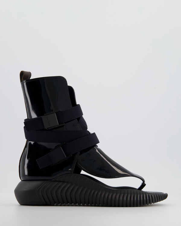 Louis Vuitton Black Patent Leather Bahia Brazil Gladiator Sandals with Monogram Detail Size EU 36.5