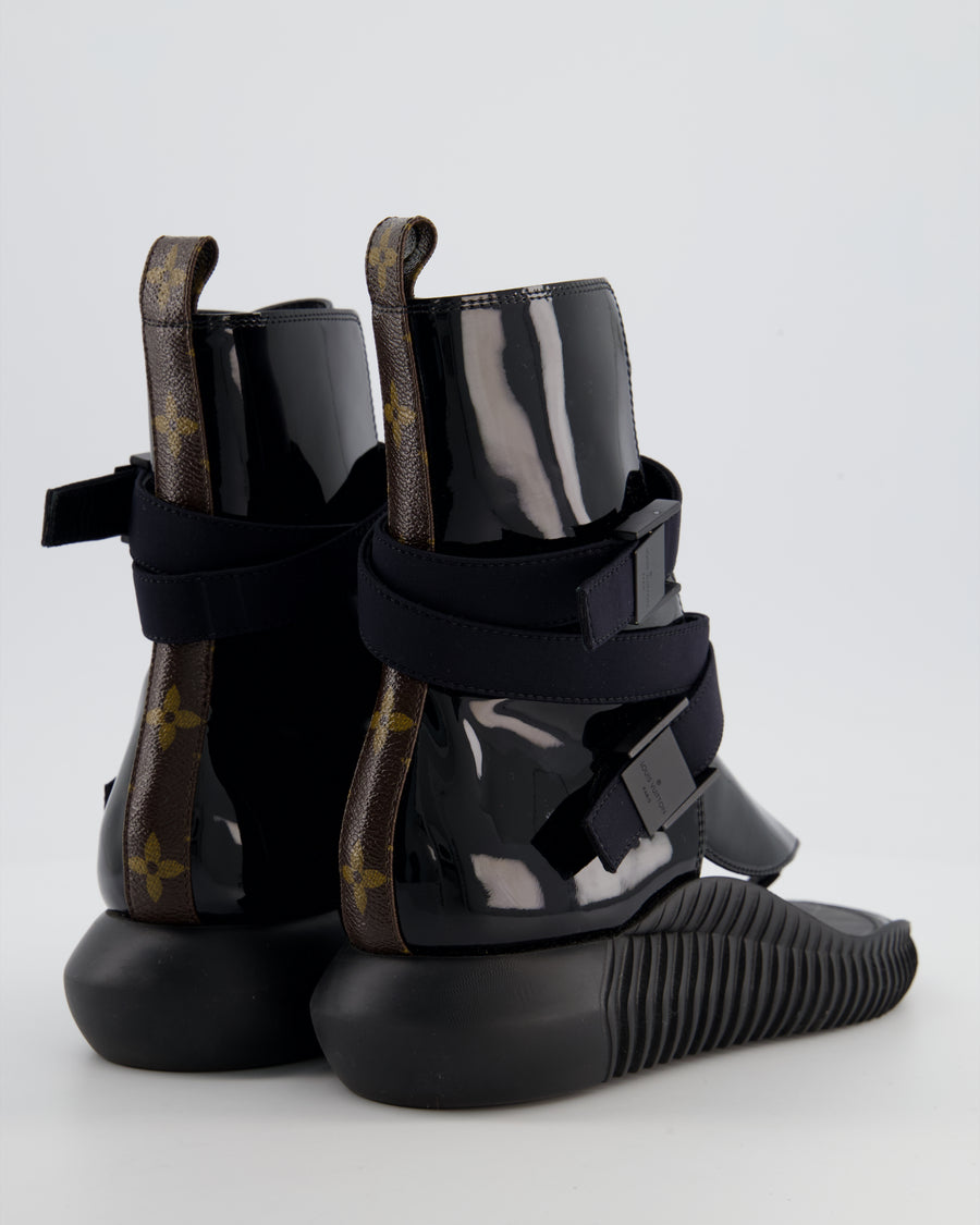 Louis Vuitton Black Patent Leather Bahia Brazil Gladiator Sandals with Monogram Detail Size EU 36.5