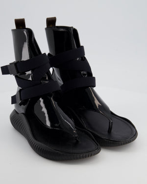 Louis Vuitton Black Patent Leather Bahia Brazil Gladiator Sandals with Monogram Detail Size EU 36.5