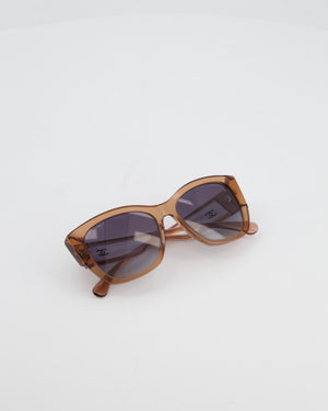 Chanel Brown Butterfly Sunglasses with Logo Detail