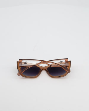 Chanel Brown Butterfly Sunglasses with Logo Detail