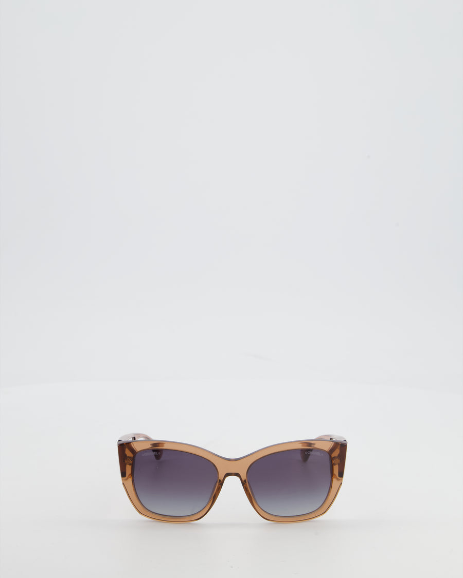 Chanel Brown Butterfly Sunglasses with Logo Detail