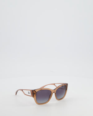 Chanel Brown Butterfly Sunglasses with Logo Detail