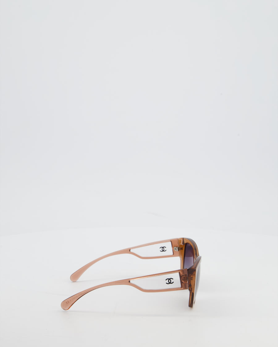 Chanel Brown Butterfly Sunglasses with Logo Detail