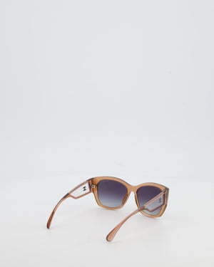 Chanel Brown Butterfly Sunglasses with Logo Detail