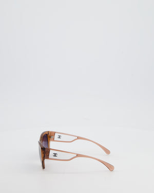 Chanel Brown Butterfly Sunglasses with Logo Detail