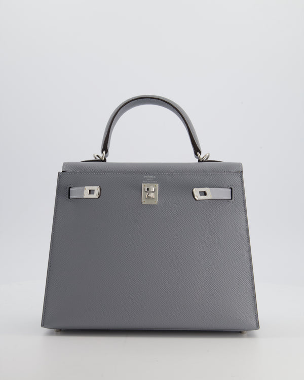 Hermès Kelly 25 Sellier Bag in Gris Pantin Epsom Leather with Palladium Hardware