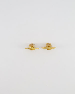 Chanel Vintage Gold Cabled Triangle Clip On Earrings with CC Logo Detail