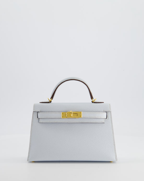 *VERY RARE* Hermès Mini Kelly II 20 Bag In Bleu Brume Chèvre Mysore Leather with Gold Hardware