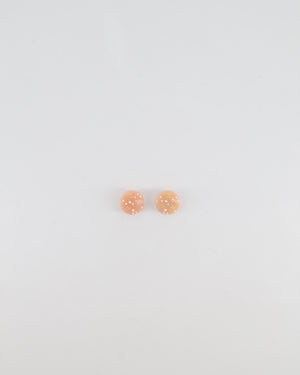Chanel Vintage Blush Pink Round Clip On Earrings with Pearl Embellishments and CC Logo Details