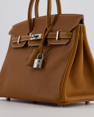 *RARE* Hermès Birkin 25 Retourne Bag in Fauve Barenia Faubourg Leather with Palladium Hardware