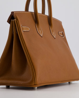 *RARE* Hermès Birkin 25 Retourne Bag in Fauve Barenia Faubourg Leather with Palladium Hardware