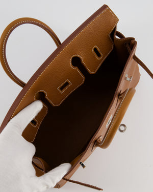 *RARE* Hermès Birkin 25 Retourne Bag in Fauve Barenia Faubourg Leather with Palladium Hardware