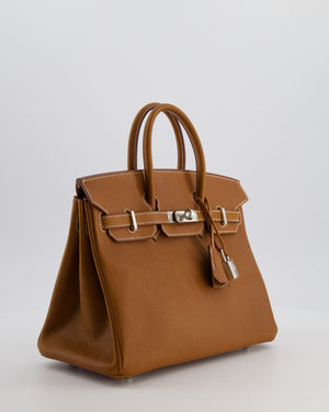 *RARE* Hermès Birkin 25 Retourne Bag in Fauve Barenia Faubourg Leather with Palladium Hardware