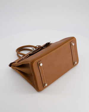 *RARE* Hermès Birkin 25 Retourne Bag in Fauve Barenia Faubourg Leather with Palladium Hardware