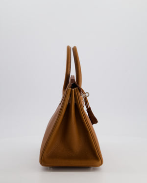 *RARE* Hermès Birkin 25 Retourne Bag in Fauve Barenia Faubourg Leather with Palladium Hardware