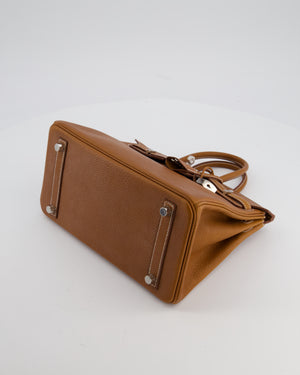 *RARE* Hermès Birkin 25 Retourne Bag in Fauve Barenia Faubourg Leather with Palladium Hardware