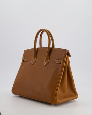 *RARE* Hermès Birkin 25 Retourne Bag in Fauve Barenia Faubourg Leather with Palladium Hardware
