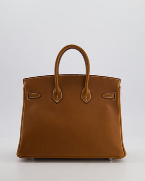 *RARE* Hermès Birkin 25 Retourne Bag in Fauve Barenia Faubourg Leather with Palladium Hardware