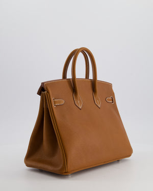 *RARE* Hermès Birkin 25 Retourne Bag in Fauve Barenia Faubourg Leather with Palladium Hardware