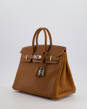 *RARE* Hermès Birkin 25 Retourne Bag in Fauve Barenia Faubourg Leather with Palladium Hardware