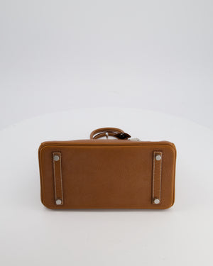 *RARE* Hermès Birkin 25 Retourne Bag in Fauve Barenia Faubourg Leather with Palladium Hardware