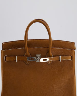 *RARE* Hermès Birkin 25 Retourne Bag in Fauve Barenia Faubourg Leather with Palladium Hardware