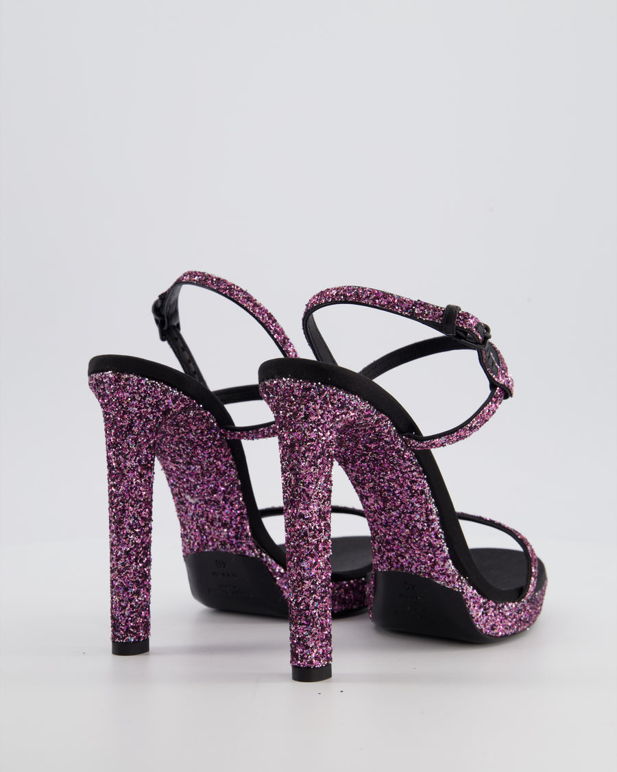 Saint Laurent Pink Glitter Hall 105 Platform Heels Size EU 40