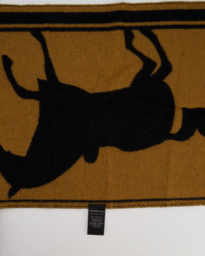 Hermès Black and Gold Casaque Tete A Queue Scarf Size 204cm x 40cm