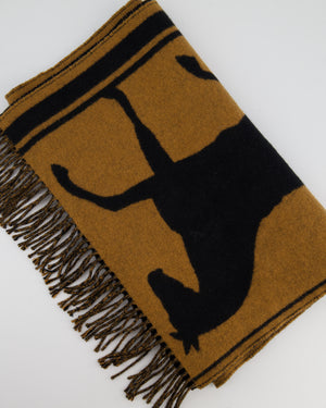 Hermès Black and Gold Casaque Tete A Queue Scarf Size 204cm x 40cm