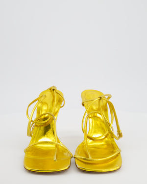 Bottega Veneta Gold Stretch Strap Leather Sandals Size EU 39.5