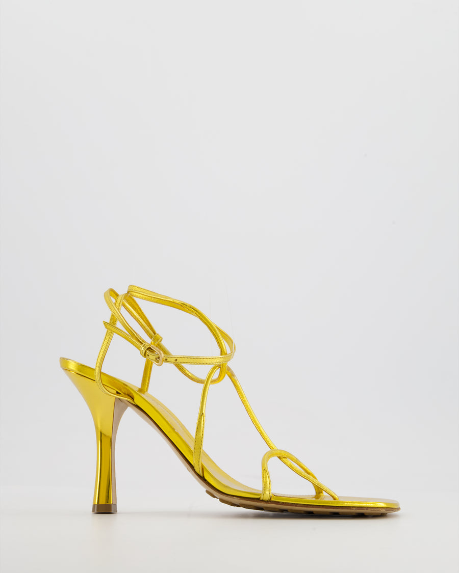 Bottega Veneta Gold Stretch Strap Leather Sandals Size EU