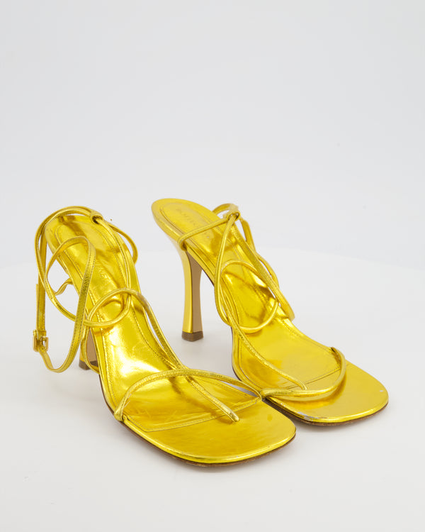 Bottega Veneta Gold Stretch Strap Leather Sandals Size EU 39.5