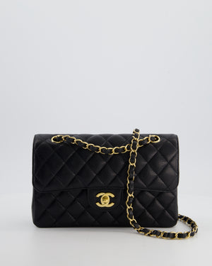 Chanel Black Small Classic Double Flap Bag in Caviar Leather with Gold Hardware
