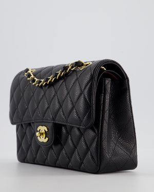 Chanel Black Small Classic Double Flap Bag in Caviar Leather with Gold Hardware
