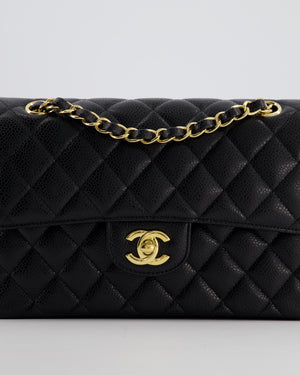 Chanel Black Small Classic Double Flap Bag in Caviar Leather with Gold Hardware