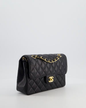 Chanel Black Small Classic Double Flap Bag in Caviar Leather with Gold Hardware